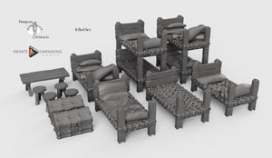 Medieval Dormitory Furnishings 28mm 32mm Wightwood Abbey Wargaming Tabletop Scatter Miniatures Terrain