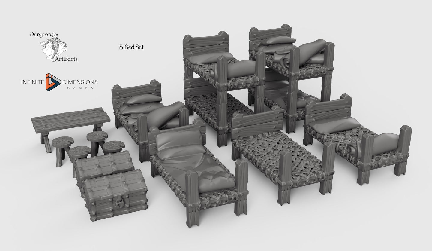 Medieval Dormitory Furnishings 28mm 32mm Wightwood Abbey Wargaming Tabletop Scatter Miniatures Terrain