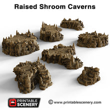 Load image into Gallery viewer, Raised Shroom Caverns - 15mm 28mm 32mm Mushrooms Clorehaven and Goblin Grotto Wargaming Terrain Scatter D&amp;D, DnD