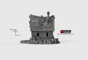 Shanty with Rocky Base - 15mm 28mm 32mm Clorehaven and the Goblin Grotto Wargaming Terrain Scatter D&D, DnD