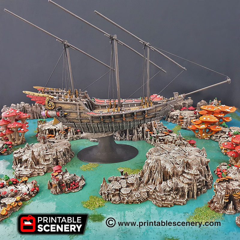 Flying Dhow - 15mm 28mm 32mm Clorehaven and the Goblin Grotto Wargaming Terrain D&D DnD