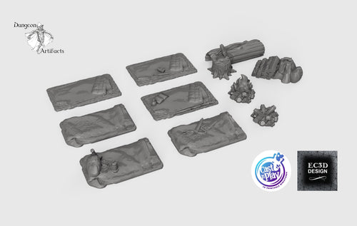 Adventurers' Camp Set - 28mm 32mm Cast N Play Hero's Hoard Wargaming Tabletop Scatter Miniatures Terrain D&D DnD