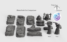 Load image into Gallery viewer, Travelers&#39; Camp Set - 28mm 32mm Cast N Play Wargaming Tabletop Scatter Miniatures Terrain D&amp;D, DnD