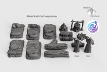 Load image into Gallery viewer, Travelers&#39; Camp Set - 28mm 32mm Cast N Play Wargaming Tabletop Scatter Miniatures Terrain D&amp;D, DnD