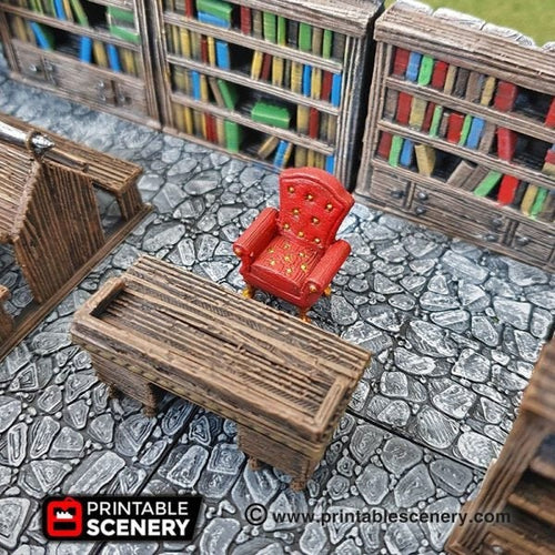 Library Furniture Set - 28mm 32mm Clorehaven and the Goblin Grotto Wargaming Terrain Scatter D&D, DnD