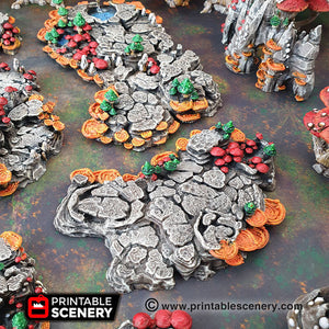 Shroom Grotto Floors - 15mm 28mm Clorehaven and the Goblin Grotto Mushroom Wargaming Terrain Scatter D&D DnD