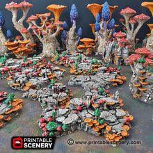Load image into Gallery viewer, Shroom Grotto Floors - 15mm 28mm Clorehaven and the Goblin Grotto Mushroom Wargaming Terrain Scatter D&amp;D DnD