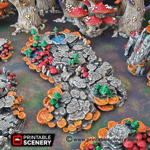Shroom Grotto Floors - 15mm 28mm Clorehaven and the Goblin Grotto Mushroom Wargaming Terrain Scatter D&D DnD