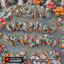 Load image into Gallery viewer, Shroom Grotto Walls - 15mm 28mm 32mm Clorehaven and the Goblin Grotto Mushroom Wargaming Terrain Scatter D&amp;D DnD