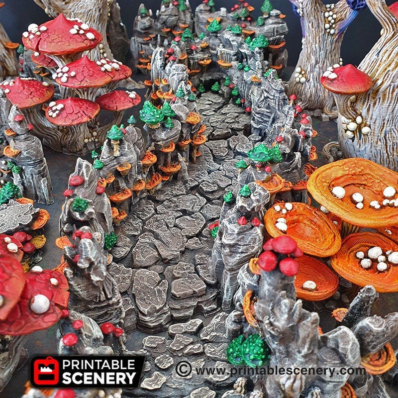 Shroom Grotto Tunnels - 15mm 28mm 32mm Clorehaven and the Goblin Grotto Mushroom Wargaming Terrain Scatter D&D DnD