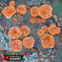 Load image into Gallery viewer, Blooming Lanterns Mushroom Tree Set - 15mm 28mm 32mm Clorehaven and Goblin Grotto Wargaming Terrain Scatter D&amp;D DnD