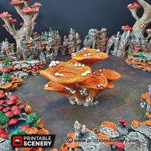 Load image into Gallery viewer, Lantern Clusters Mushroom Set - 28mm 32mm Clorehaven and Goblin Grotto Wargaming Terrain Scatter D&amp;D DnD