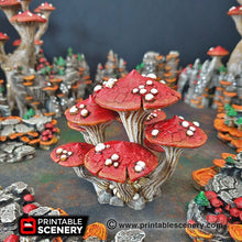 Load image into Gallery viewer, Magic Mushroom Clusters Set - 28mm 32mm Clorehaven and the Goblin Grotto Wargaming Terrain Scatter D&amp;D DnD