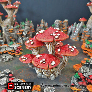 Magic Mushroom Clusters Set - 28mm 32mm Clorehaven and the Goblin Grotto Wargaming Terrain Scatter D&D DnD
