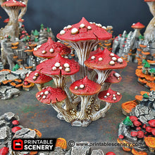 Load image into Gallery viewer, Magic Mushroom Clusters Set - 28mm 32mm Clorehaven and the Goblin Grotto Wargaming Terrain Scatter D&amp;D DnD
