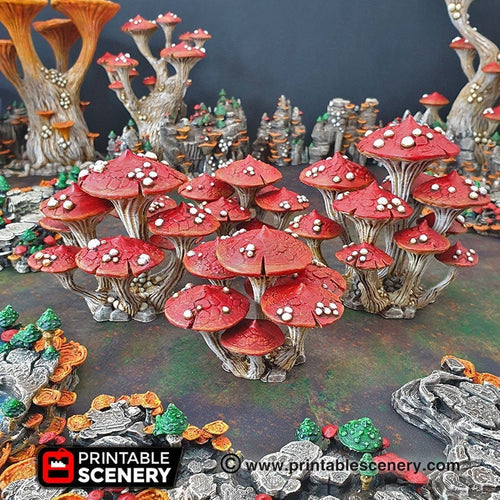 Magic Mushroom Clusters Set - 28mm 32mm Clorehaven and the Goblin Grotto Wargaming Terrain Scatter D&D DnD