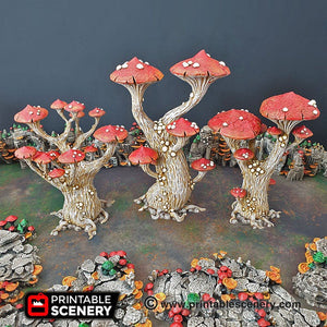 Magic Mushrooms Tree Set - 15mm 28mm 32mm Clorehaven and the Goblin Grotto Wargaming Terrain Scatter D&D DnD