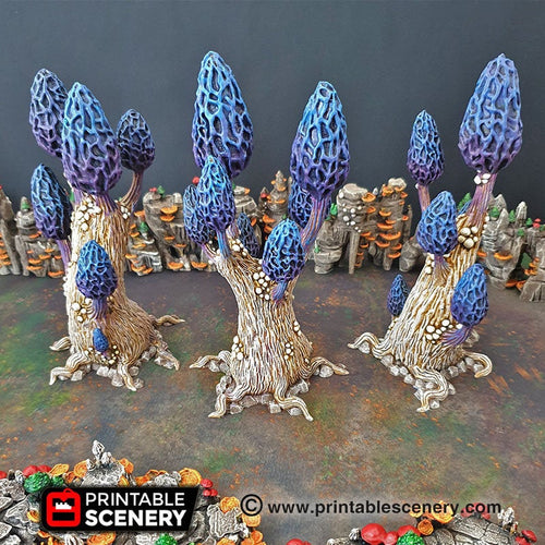 Mesmerizing Morels Mushroom Tree Set - 15mm 28mm 32mm Clorehaven Goblin Grotto Wargaming Terrain Scatter D&D DnD