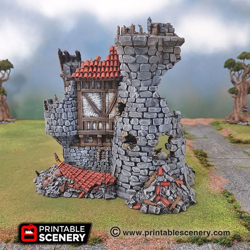 Ruined Sorcerer's Tower - 15mm 28mm 32mm Clorehaven and the Goblin Grotto Wargaming Terrain Scatter D&D, DnD