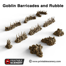 Load image into Gallery viewer, Goblin Barricades and Rubble - 15mm 28mm 32mm Clorehaven and Goblin Grotto Wargaming Terrain Scatter D&amp;D, DnD