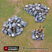 Load image into Gallery viewer, Goblin Barricades and Rubble - 15mm 28mm 32mm Clorehaven and Goblin Grotto Wargaming Terrain Scatter D&amp;D, DnD