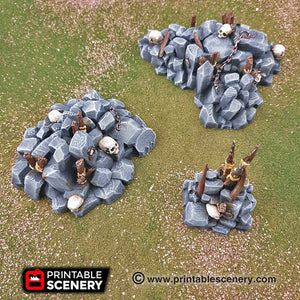 Goblin Barricades and Rubble - 15mm 28mm 32mm Clorehaven and Goblin Grotto Wargaming Terrain Scatter D&D, DnD