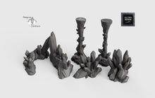 Load image into Gallery viewer, Crystal Clusters and Pillars - 15mm 28mm 32mm Wilds of Wintertide Wargaming Terrain D&amp;D, DnD