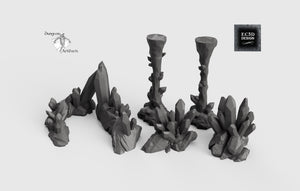 Crystal Clusters and Pillars - 15mm 28mm 32mm Wilds of Wintertide Wargaming Terrain D&D, DnD