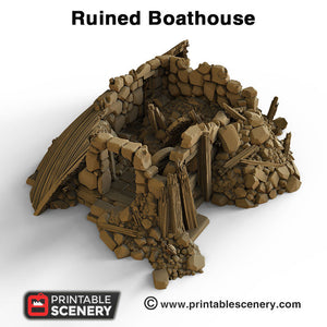 Ruined Boat House - 15mm 28mm 32mm Clorehaven and Goblin Grotto Wargaming Terrain Scatter D&D, DnD