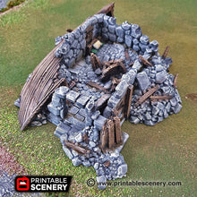 Load image into Gallery viewer, Ruined Boat House - 15mm 28mm 32mm Clorehaven and Goblin Grotto Wargaming Terrain Scatter D&amp;D, DnD