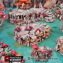 Load image into Gallery viewer, Raised Shroom Caverns - 15mm 28mm 32mm Mushrooms Clorehaven and Goblin Grotto Wargaming Terrain Scatter D&amp;D, DnD