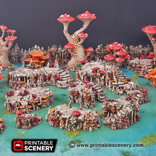 Load image into Gallery viewer, Raised Shroom Caverns - 15mm 28mm 32mm Mushrooms Clorehaven and Goblin Grotto Wargaming Terrain Scatter D&amp;D, DnD