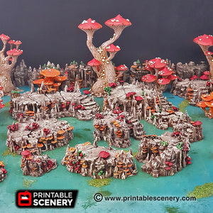 Raised Shroom Caverns - 15mm 28mm 32mm Mushrooms Clorehaven and Goblin Grotto Wargaming Terrain Scatter D&D, DnD