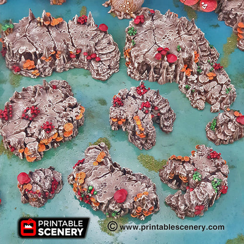 Raised Shroom Caverns - 15mm 28mm 32mm Mushrooms Clorehaven and Goblin Grotto Wargaming Terrain Scatter D&D, DnD