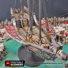 Load image into Gallery viewer, Flying Dhow - 15mm 28mm 32mm Clorehaven and the Goblin Grotto Wargaming Terrain D&amp;D DnD