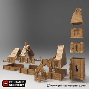Ruined Medieval Church - 15mm 28mm 32mm 37mm Time Warp Wargaming Terrain Scatter D&D, DnD