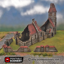 Load image into Gallery viewer, Ruined Medieval Church - 15mm 28mm 32mm 37mm Time Warp Wargaming Terrain Scatter D&amp;D, DnD