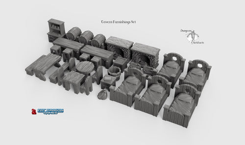 Tavern Furnishings Set - 28mm 32mm Dragonlock Ultimate Tabletop Scatter Miniatures Terrain D&D, DnD