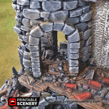Load image into Gallery viewer, Ruined Sorcerer&#39;s Tower - 15mm 28mm 32mm Clorehaven and the Goblin Grotto Wargaming Terrain Scatter D&amp;D, DnD