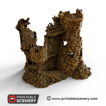 Load image into Gallery viewer, Ruined Sorcerer&#39;s Tower - 15mm 28mm 32mm Clorehaven and the Goblin Grotto Wargaming Terrain Scatter D&amp;D, DnD