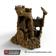 Load image into Gallery viewer, Ruined Sorcerer&#39;s Tower - 15mm 28mm 32mm Clorehaven and the Goblin Grotto Wargaming Terrain Scatter D&amp;D, DnD