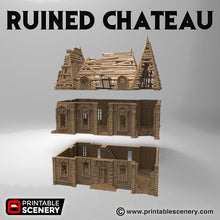Load image into Gallery viewer, Ruined Chateau -  15mm 28mm 32mm Time Warp Wargaming Terrain Scatter D&amp;D, DnD