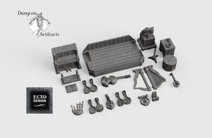 Music and Sound - Musical Instruments Set - 28mm 32mm Hero's Hoard Wargaming Terrain D&D, DnD