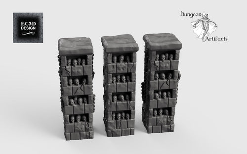 Skull Pillars - 28mm 32mm Hero's Hoard Wargaming Terrain D&D, DnD