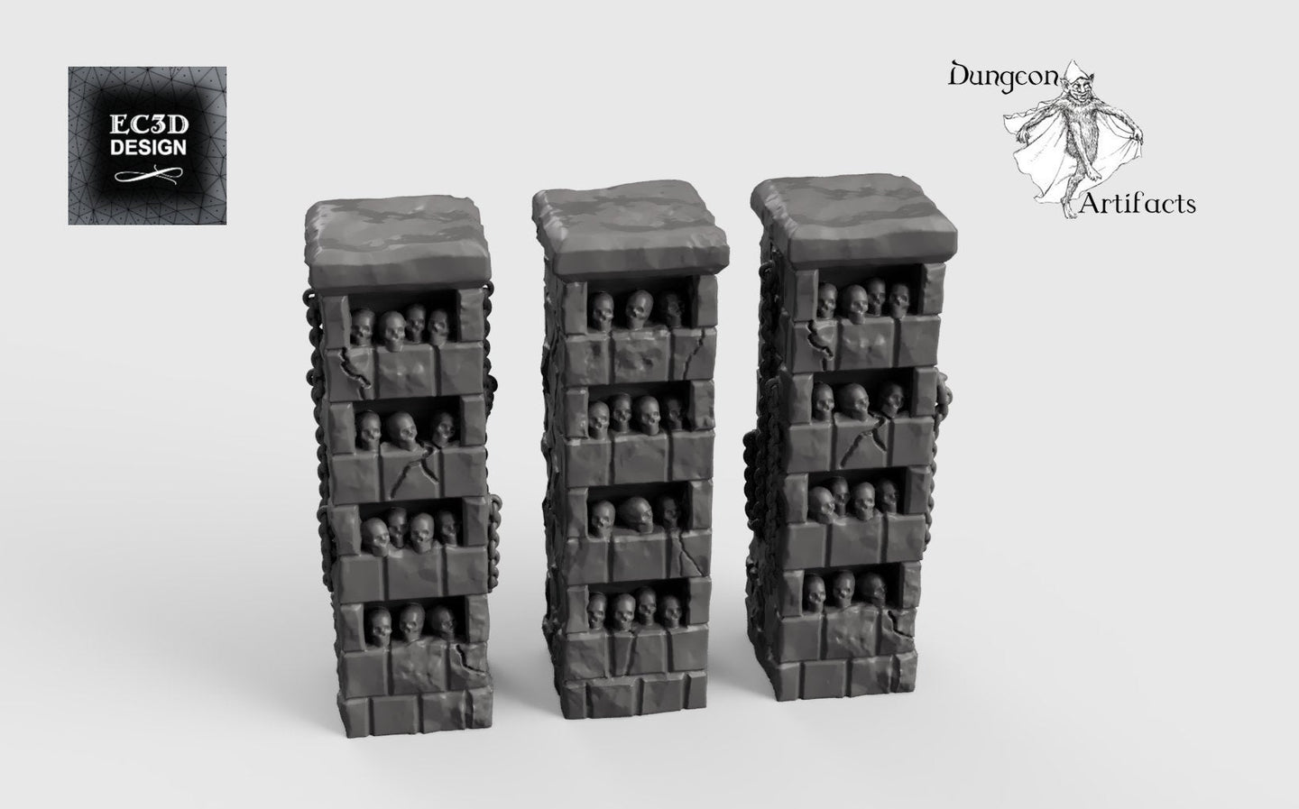Skull Pillars - 28mm 32mm Hero's Hoard Wargaming Terrain D&D, DnD