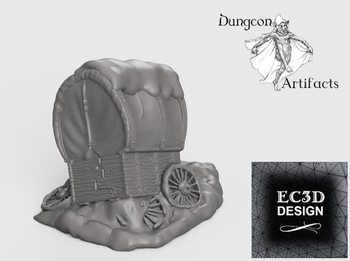 Broken Wagon - 15mm 28mm 32mm Wilds of Wintertide Wargaming Terrain D&D, DnD