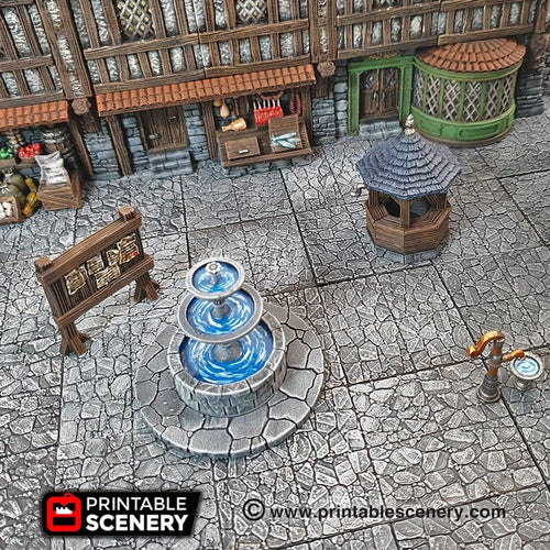 Town Square Accessories - 28mm 32mm Clorehaven and the Goblin Grotto Wargaming Terrain Scatter D&D, DnD