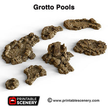 Load image into Gallery viewer, Grotto Cavern Pools - 15mm 28mm Clorehaven and the Goblin Grotto Wargaming Terrain Scatter D&amp;D, DnD