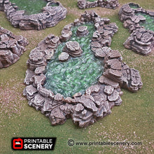 Load image into Gallery viewer, Grotto Cavern Pools - 15mm 28mm Clorehaven and the Goblin Grotto Wargaming Terrain Scatter D&amp;D, DnD
