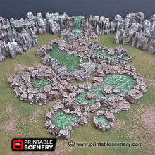 Load image into Gallery viewer, Grotto Cavern Pools - 15mm 28mm Clorehaven and the Goblin Grotto Wargaming Terrain Scatter D&amp;D, DnD